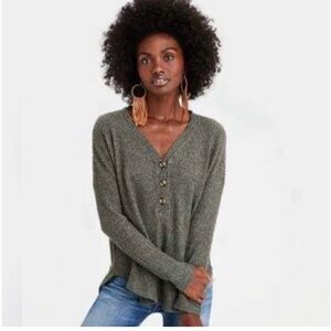 American Eagle Soft and Sexy plush Henley shirt grey size XS